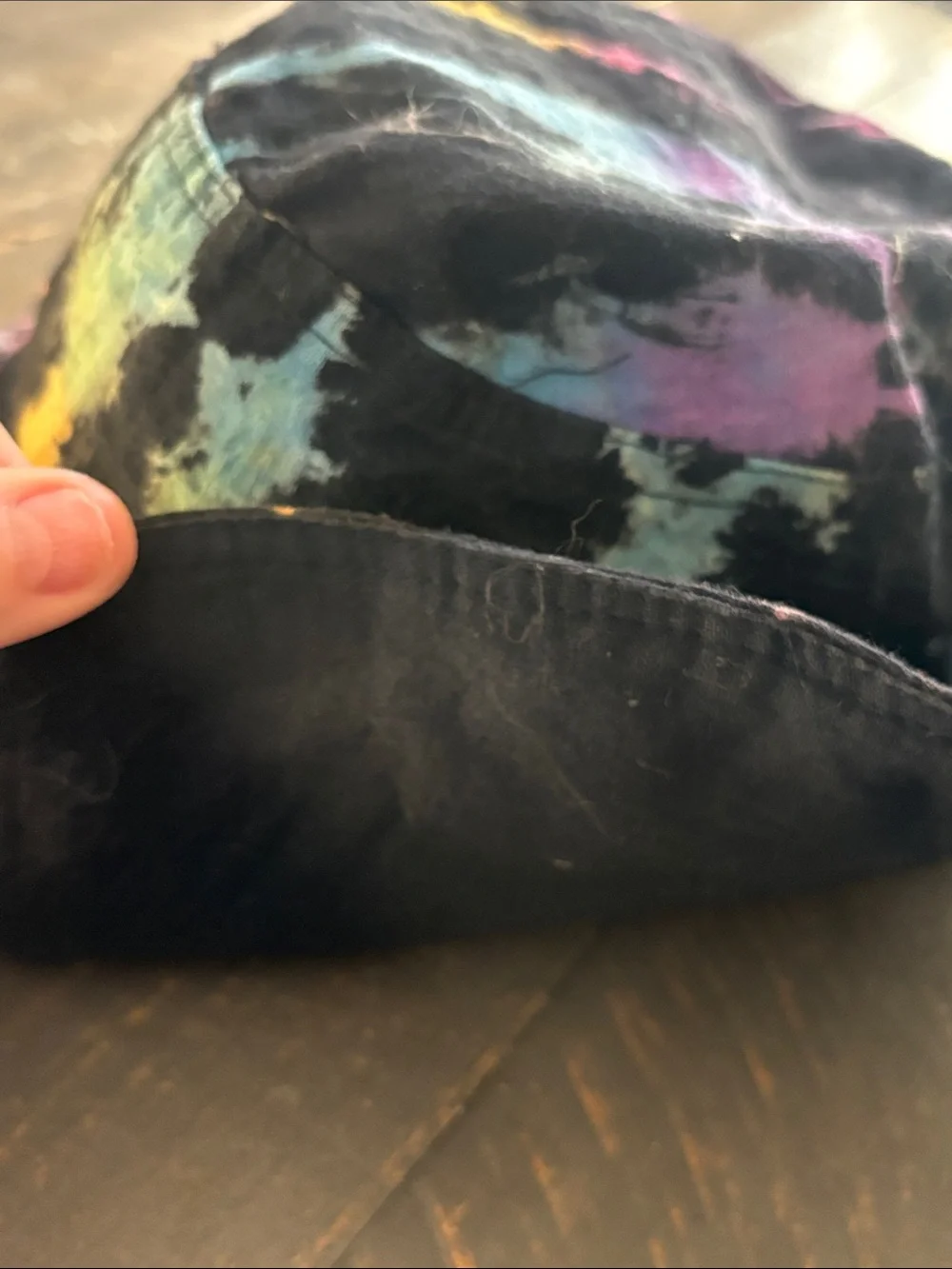 Tie-Dye Bucket Hat in Black with Pink, Yellow & Blue - Unbranded